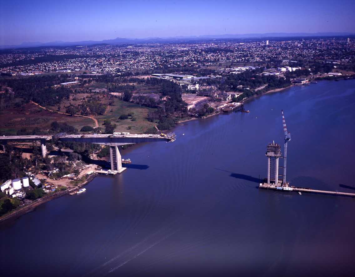 Aerial View of Gateway Bridge Construction - 1984