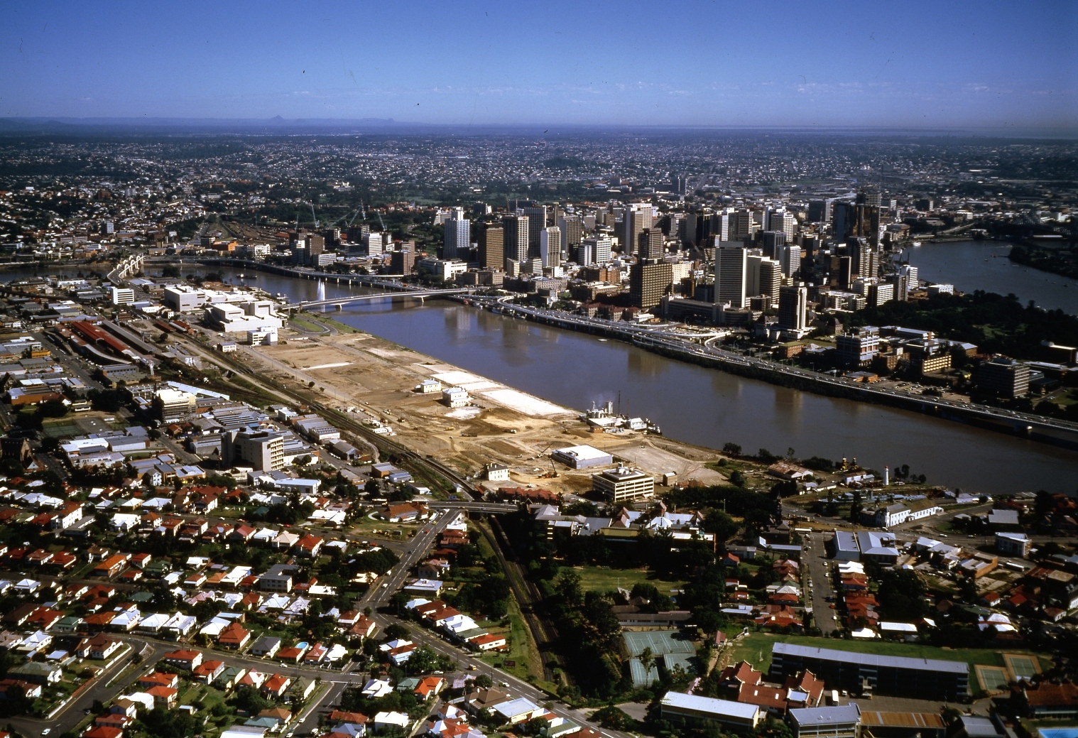 Aerial View of City with World Expo 88 - 1985