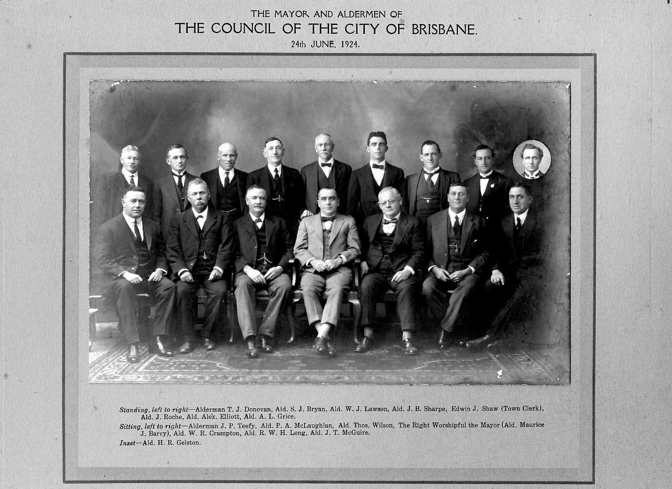 The Mayor and Aldermen of The Council Of The City Of Brisbane 1924 Term Photo.
