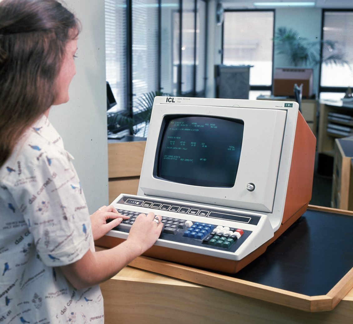 Public Inquiry Counter Staff Member using ICL Computer System - 1977