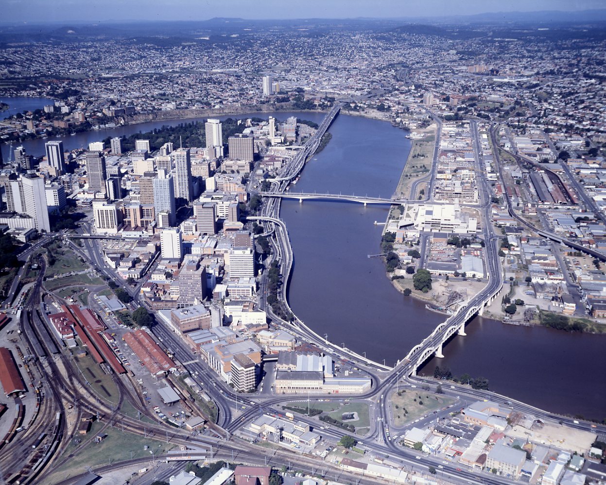 Aerial View of City and South Brisbane - 1982