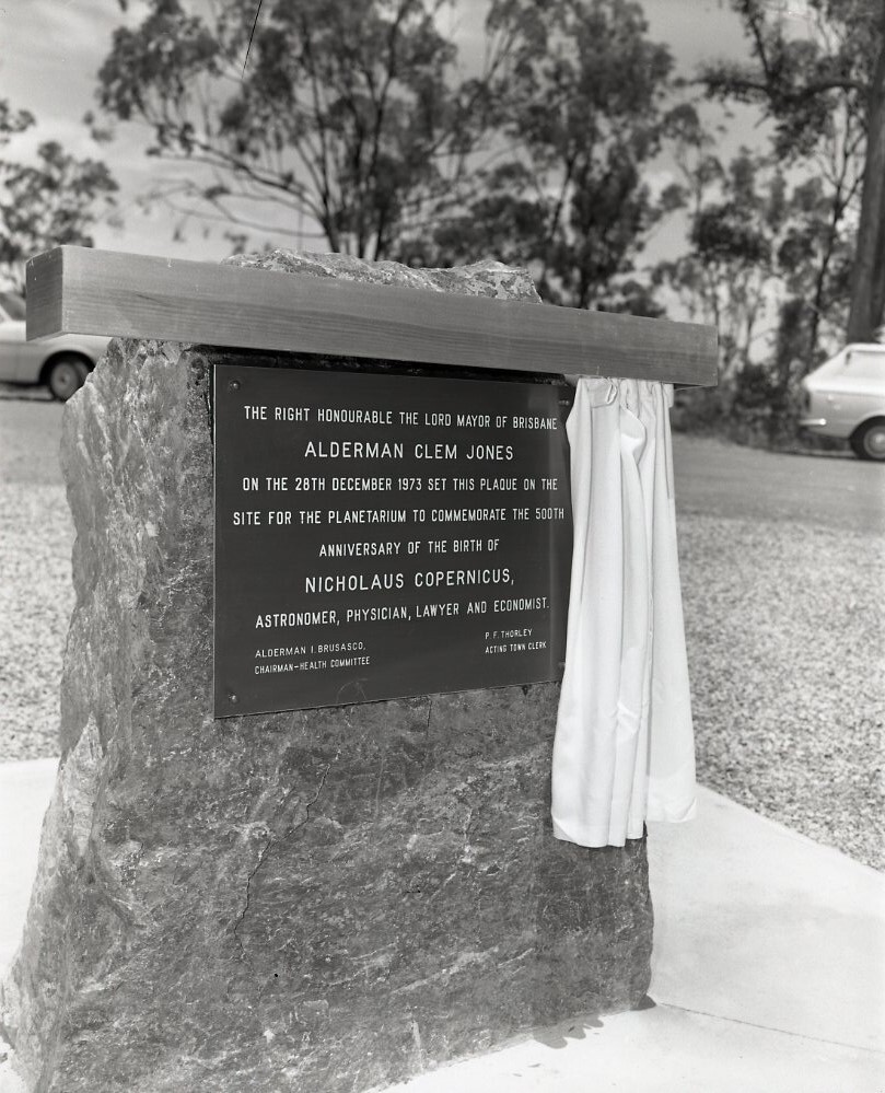 Lord Mayor Clem Jones Unveiling The Commemorate Plaque on the Site For The Planetarium.