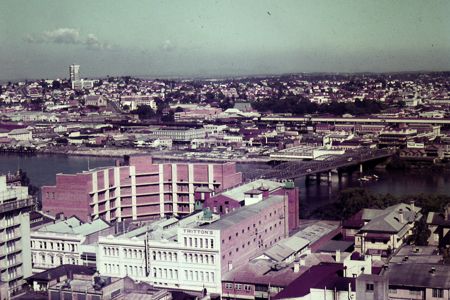 Aerial View of City and South Brisbane from City Hall Clock Tower - 1967