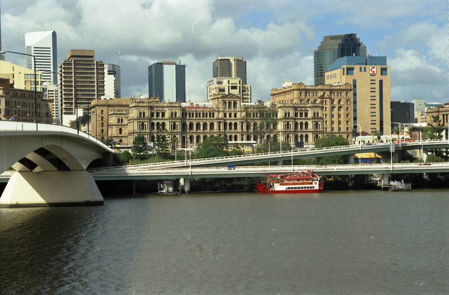 View of City and Victoria Bridge from South Bank - 1995