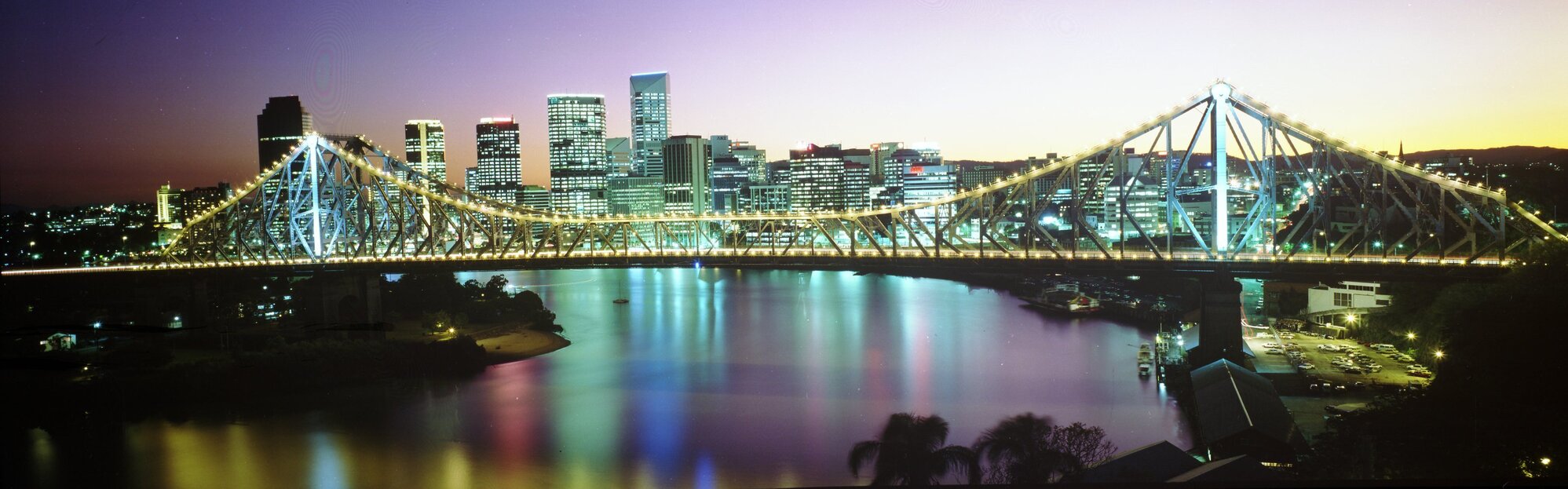 Story Bridge with City in Background from Wilson Lookout Park - 1989