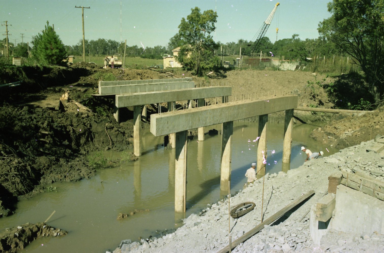 Bridge Construction on Jesmond Road - Fig Tree Pocket - 1976