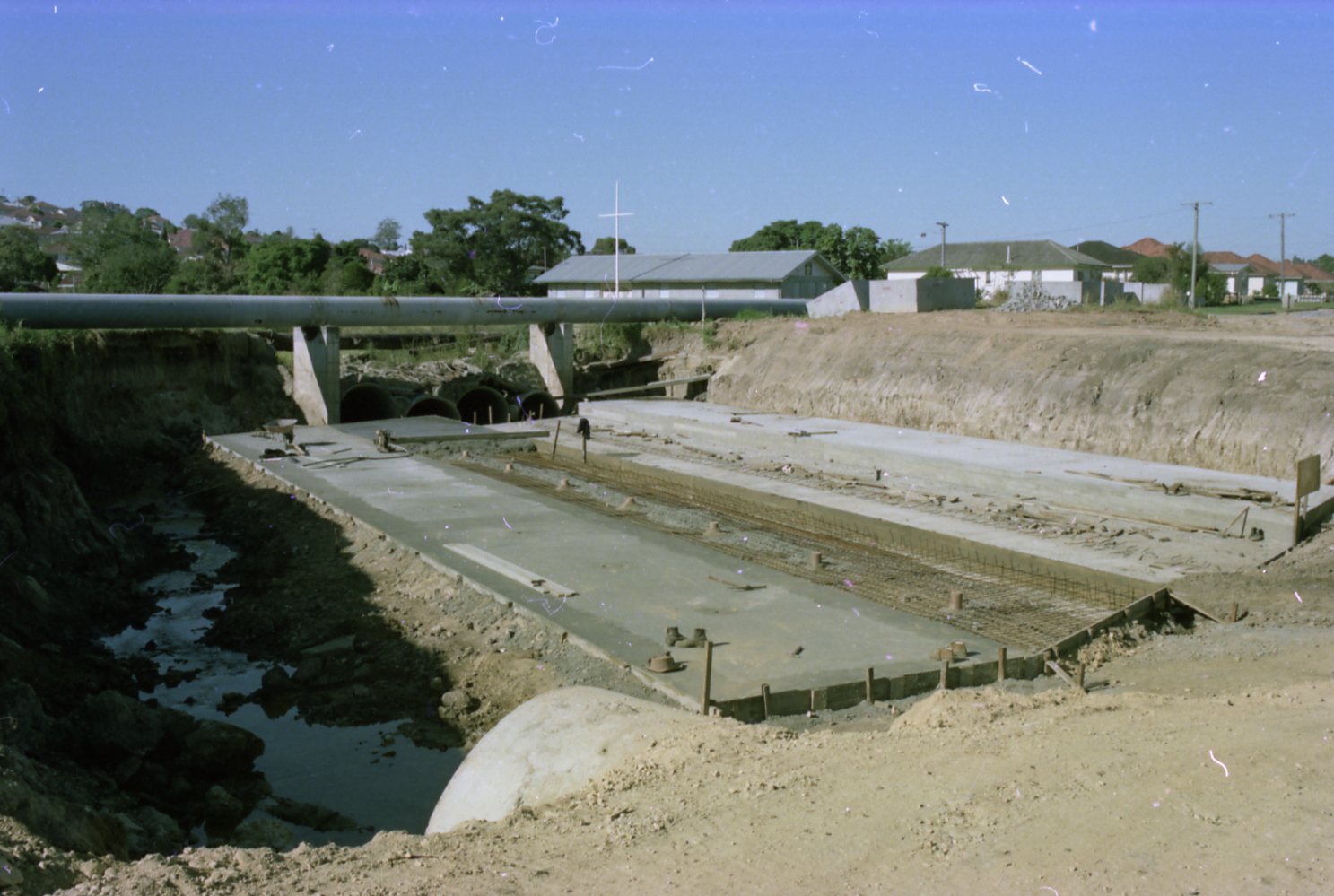 Shand Street Bridge Construction at Sickefield Road - Enoggera - 1976