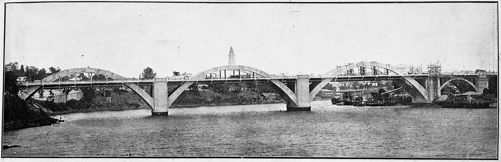 View of Grey Street Bridge near completion.