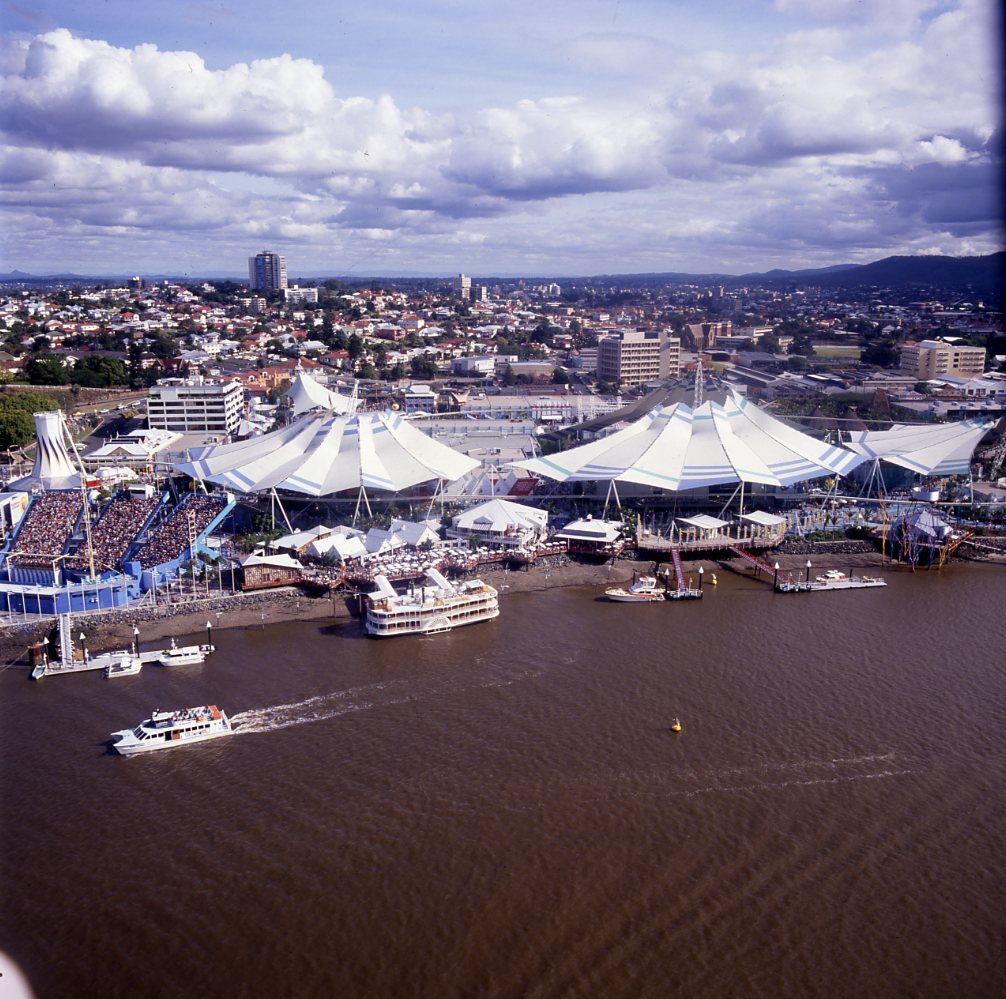 Aerial View of World Expo 88 and Brisbane River.