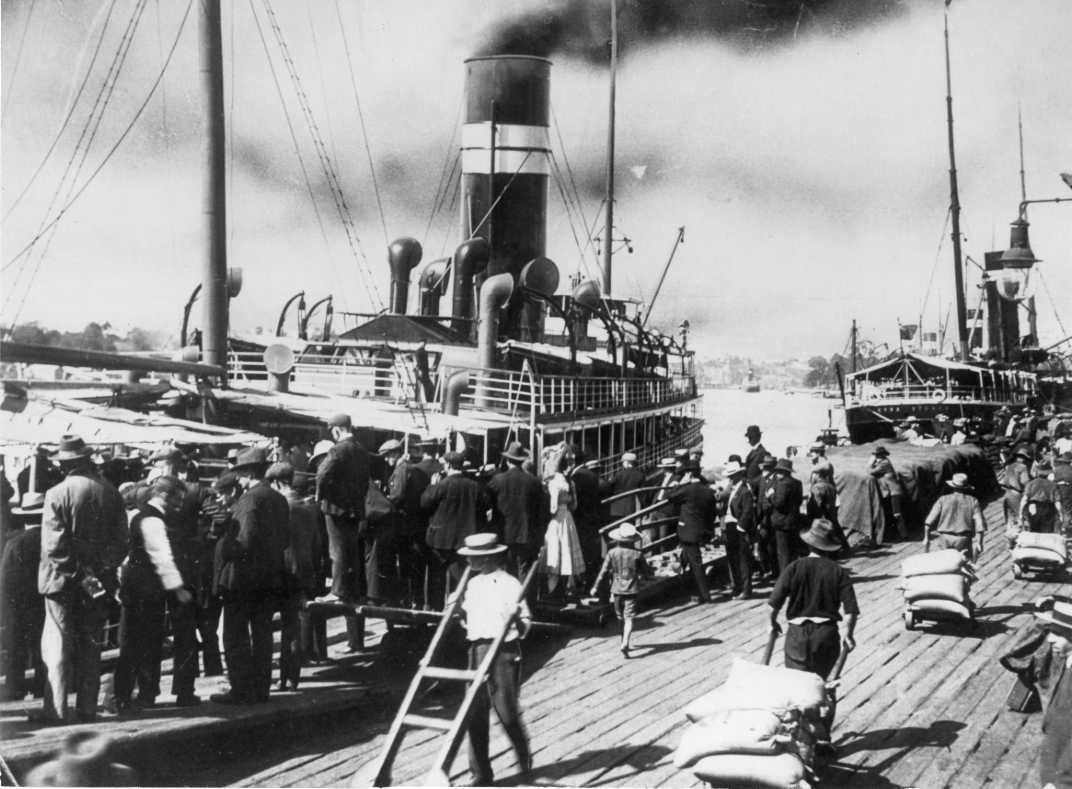People boarding Ship from Wharf - South Brisbane - c1900