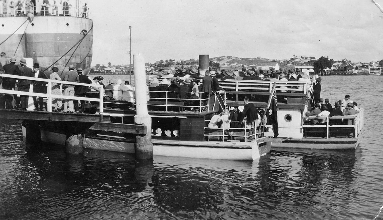 Passangers Boarding Hawthorne Ferry at Merthyr Road Terminus - Brisbane River
