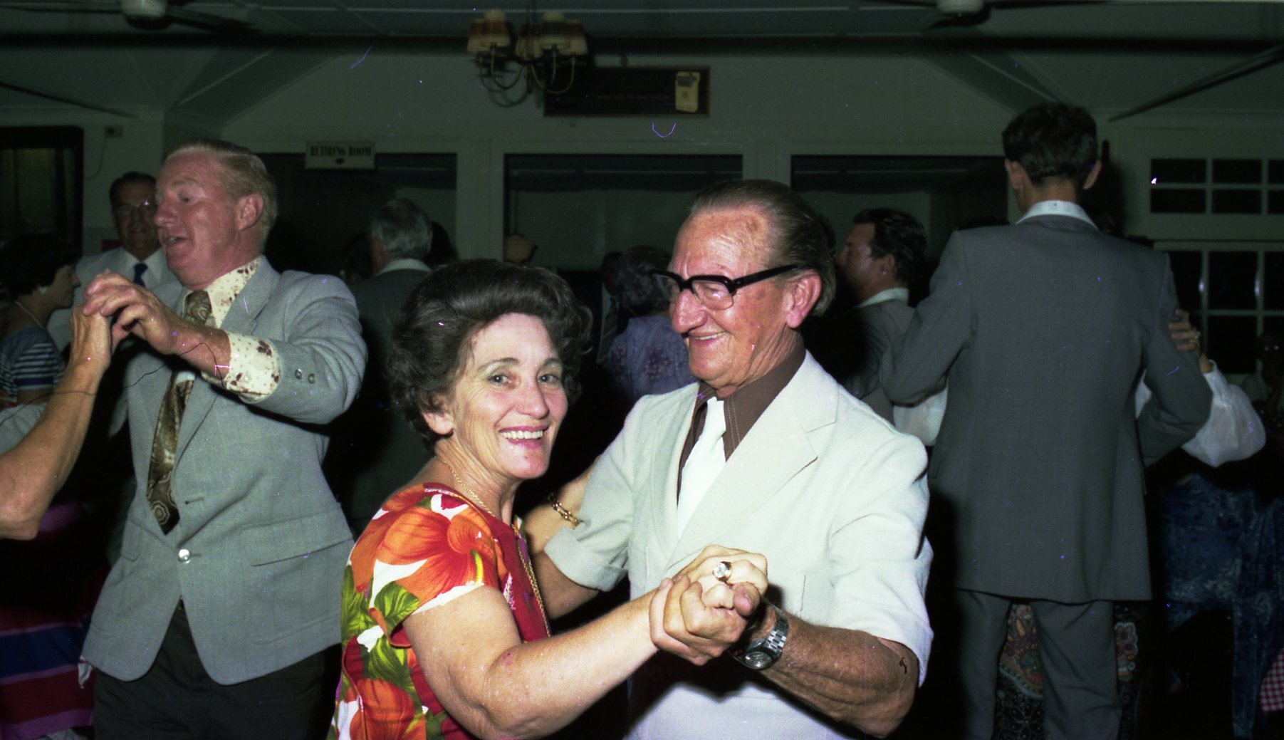 Lord Mayor Frank Sleeman and Mrs Sleeman dancing at the Mount Coot-tha Kiosk - 1977