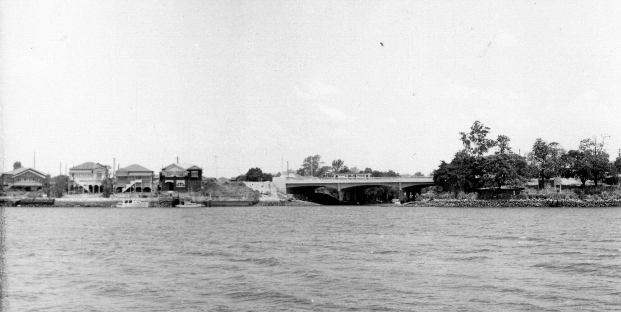 Brisbane River and Norman Creek Bridge From New Farm - 1956
