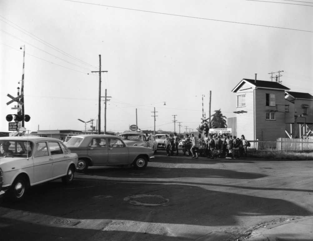 Traffic at Coorparoo Railway Crossing - 1971