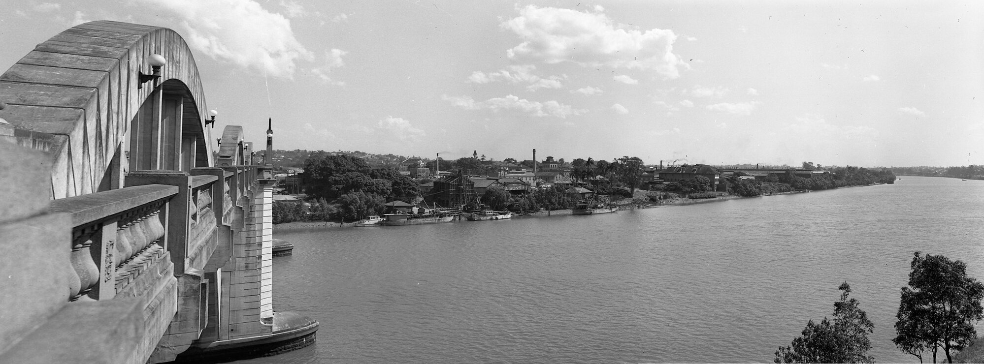 Panoramic View of West End across the Brisbane River between William Jolly Bridge and Orleigh Park - 1951