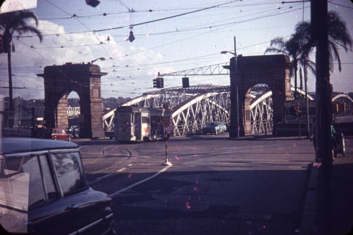 Tram on Victoria Bridge Northern Approach - 1965