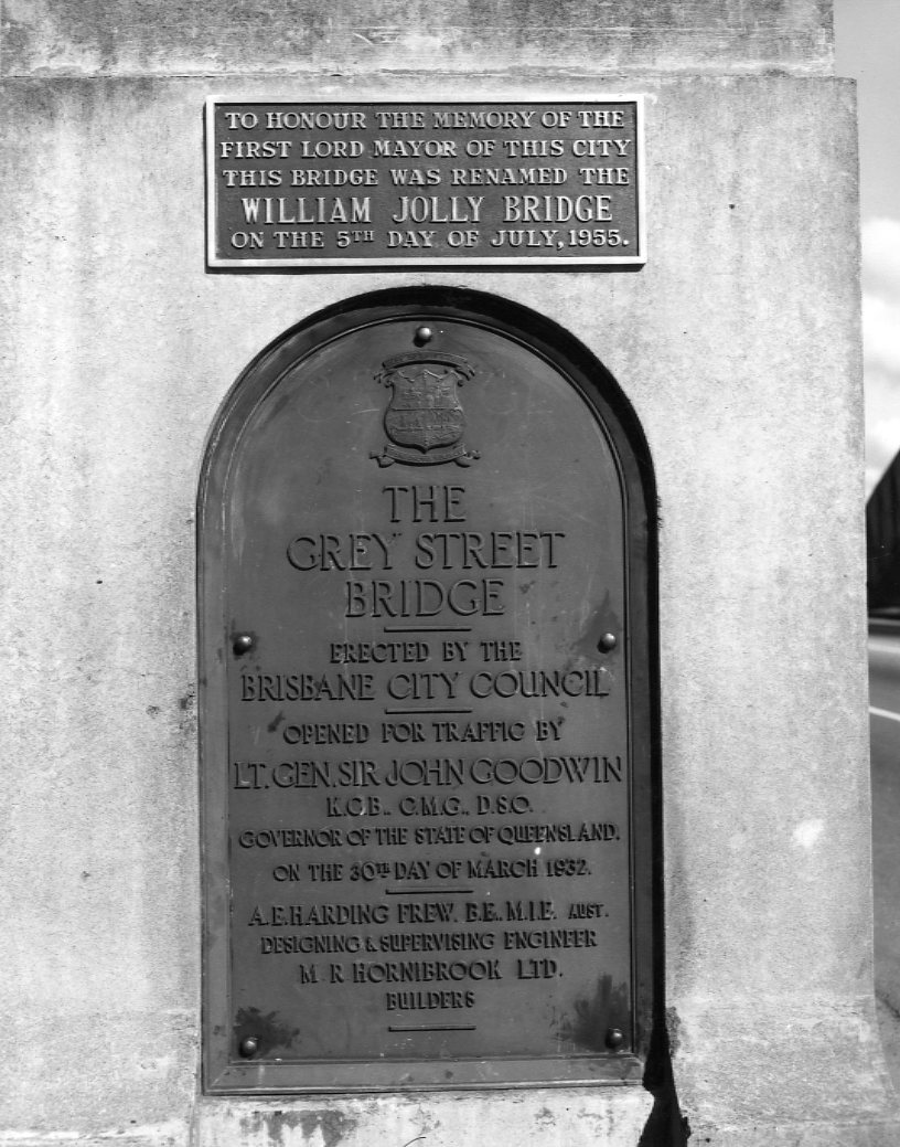 Grey Street Bridge - William Jolly Bridge Plaques - 1956