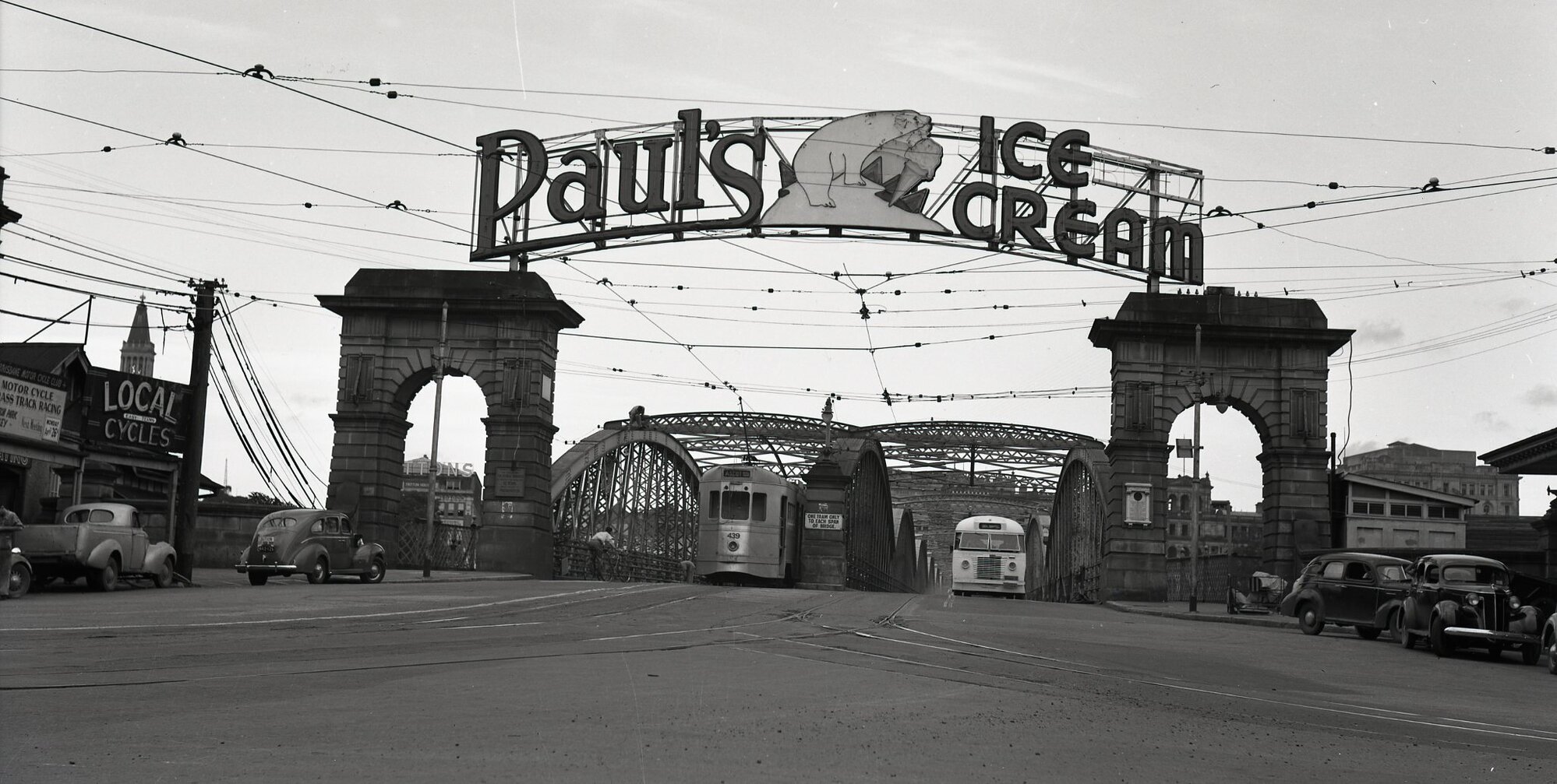 Advertising on Victoria Bridge - 1950