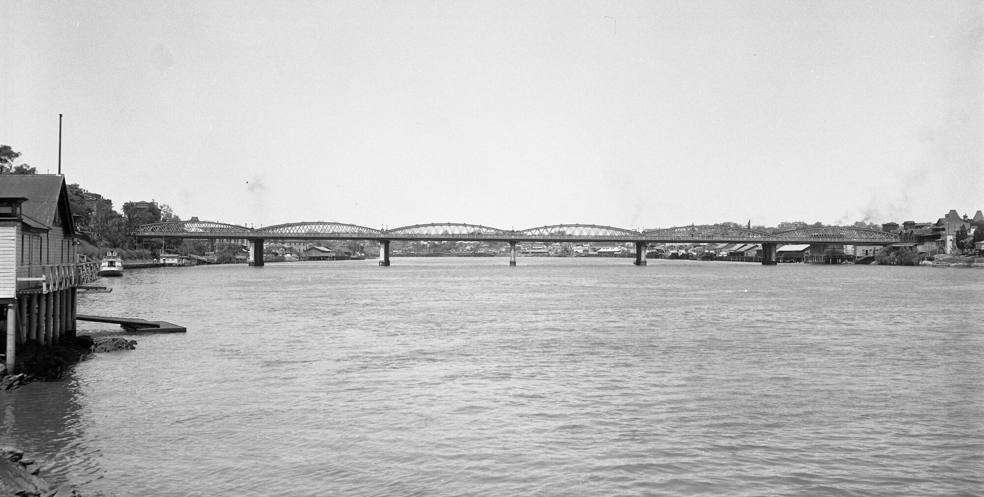 Victoria Bridge and Brisbane River from William Jolly Bridge Northern Approach - 1953