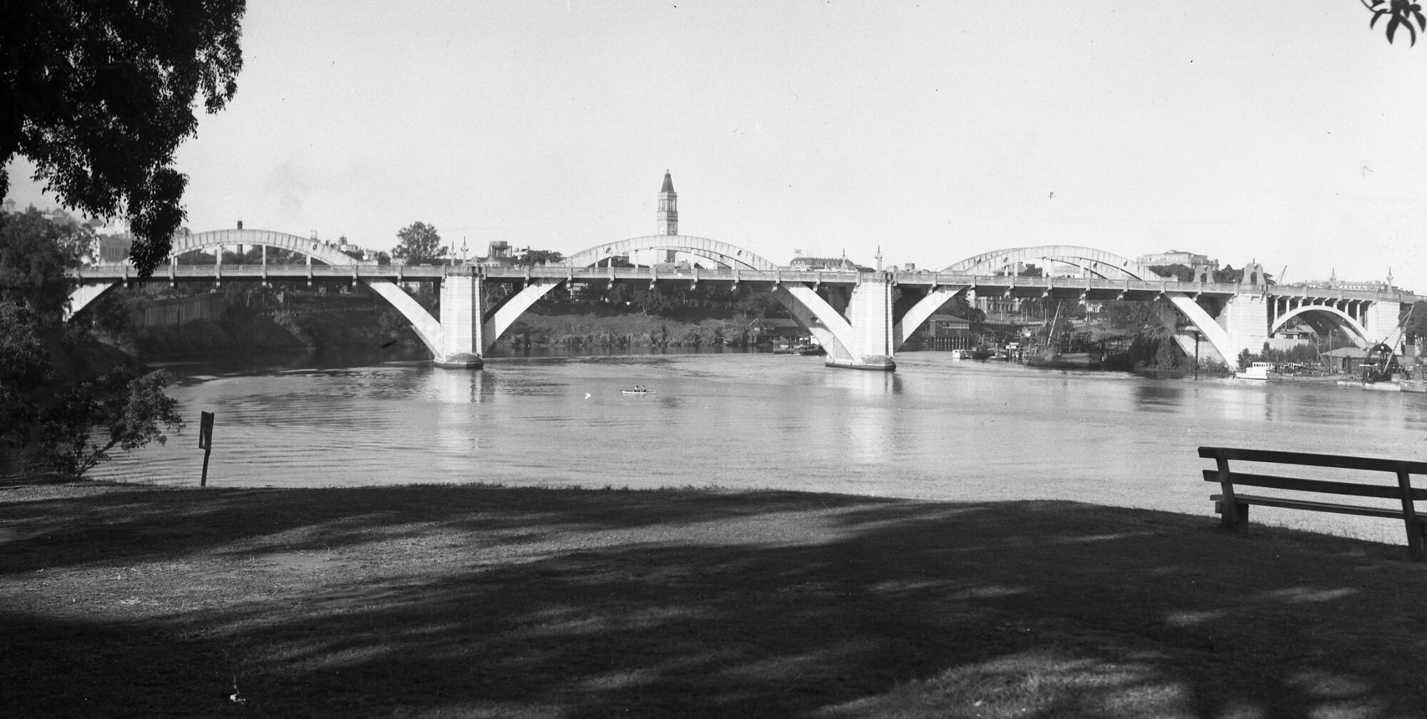 William Jolly Bridge from Coronation Drive with City Hall Tower in background - 1949