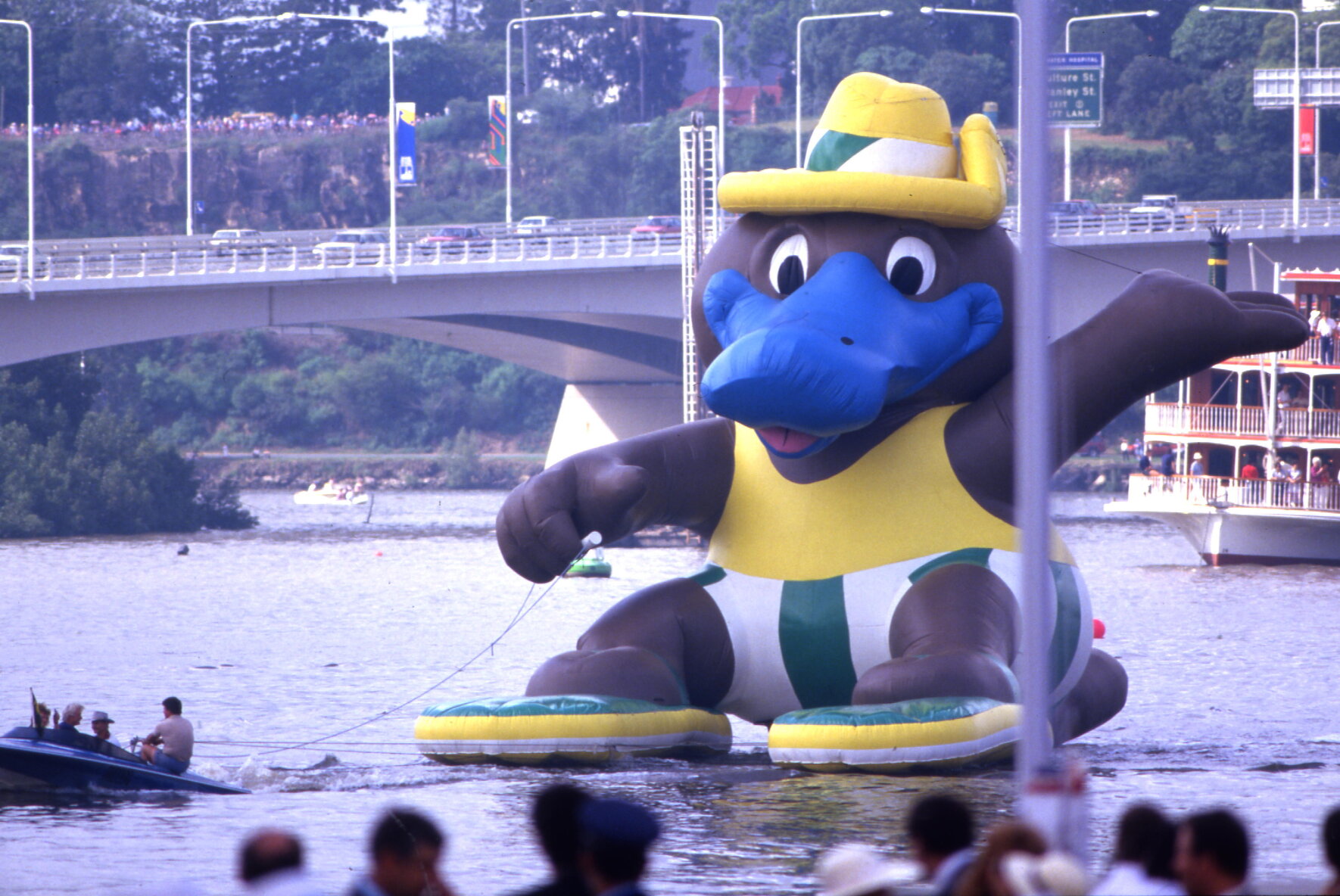 Expo 88 Mascot - Expo Oz - on Brisbane River