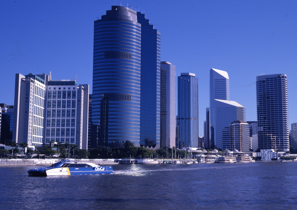 View of Brisbane River with CityCat - 1997
