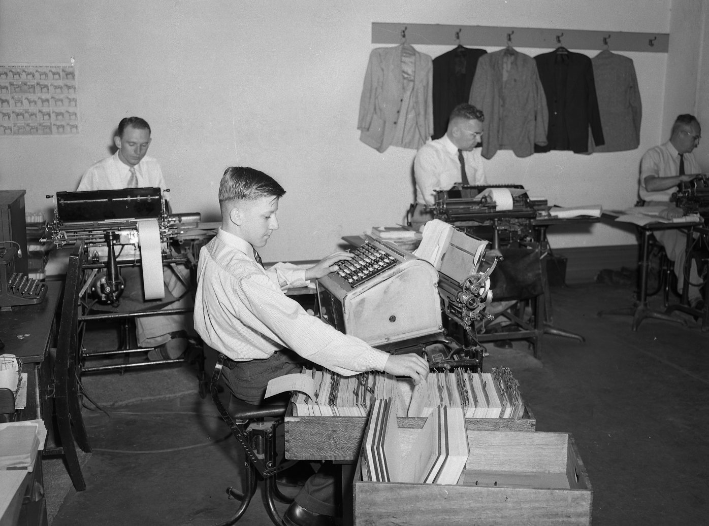  Council staff working in rates department City Hall - 1950