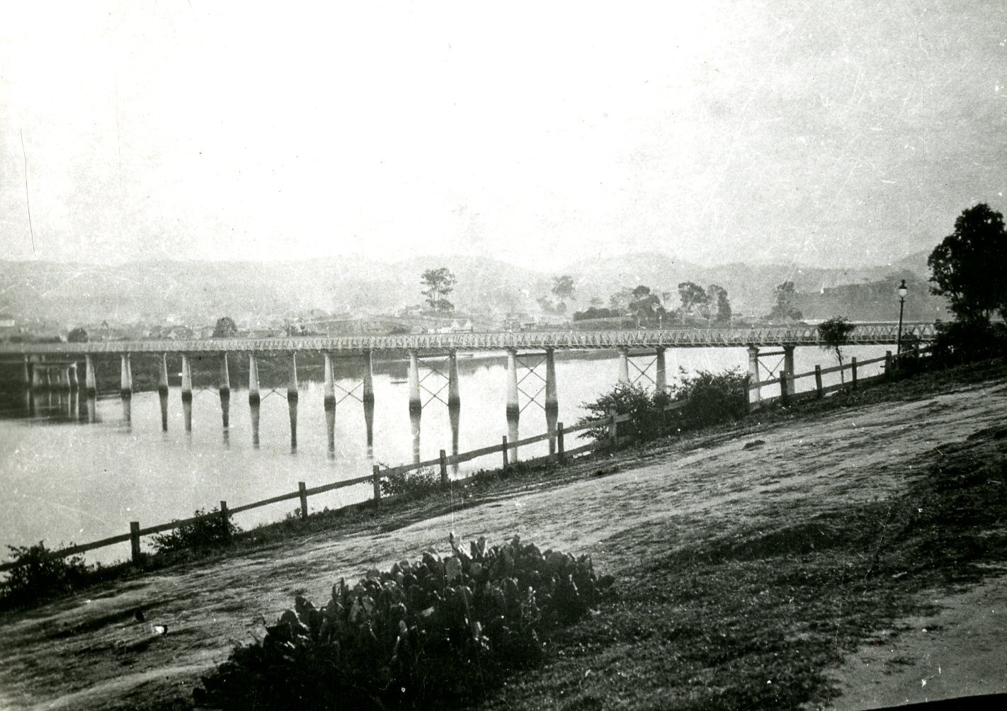 Victoria Bridge viewed from William Street 1874