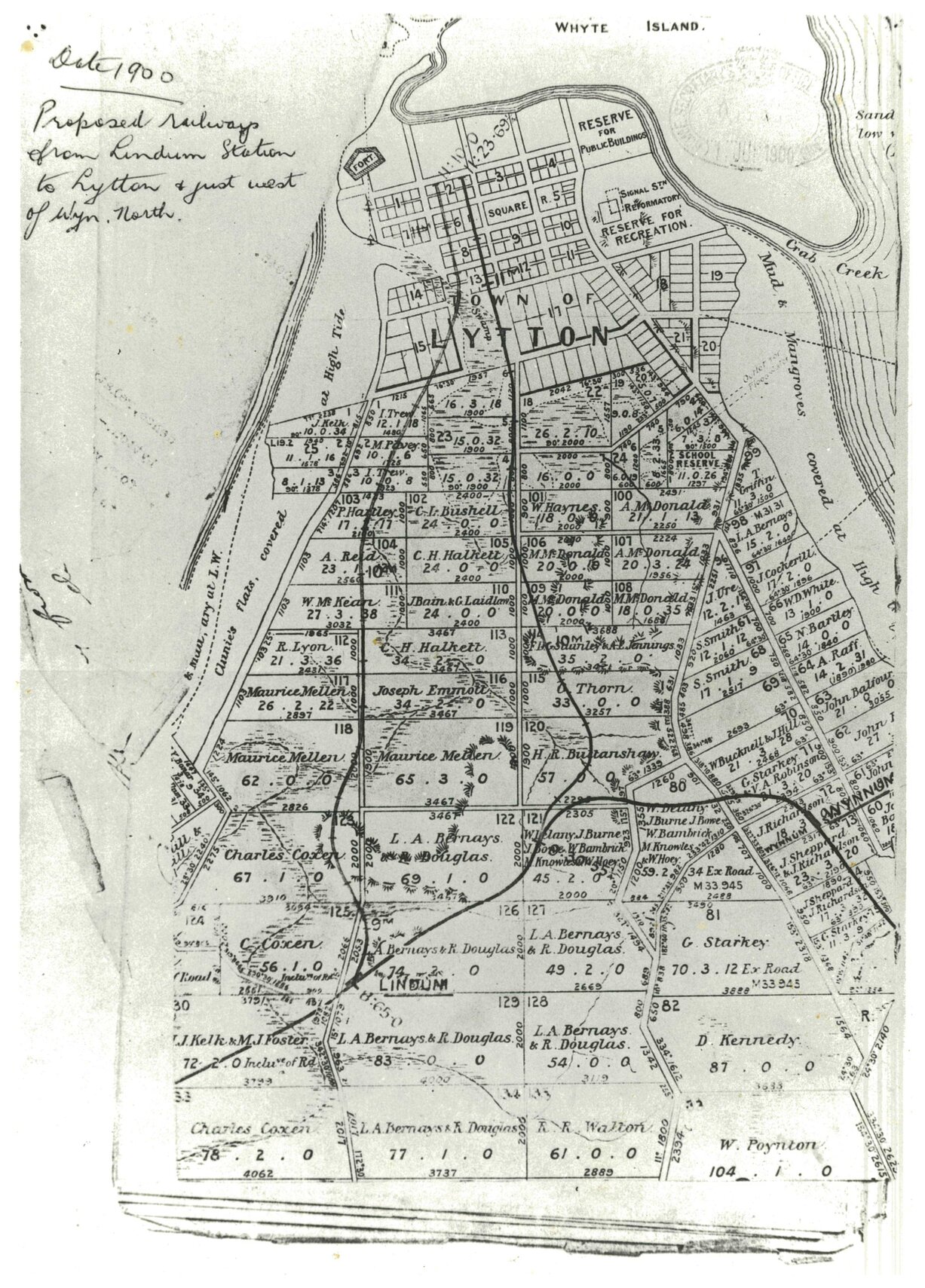 Proposed rail line to Lytton|1900