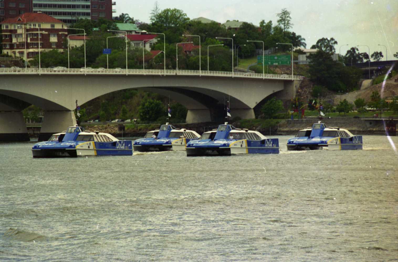 Four CityCat Ferries on Brisbane River for Launch - 1996