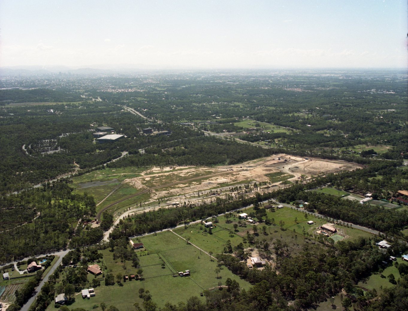 Aerial View of Gumdale|Chandler|Belmont around Sleeman Sports Complex and Chandler Hardfill Site - 1991
