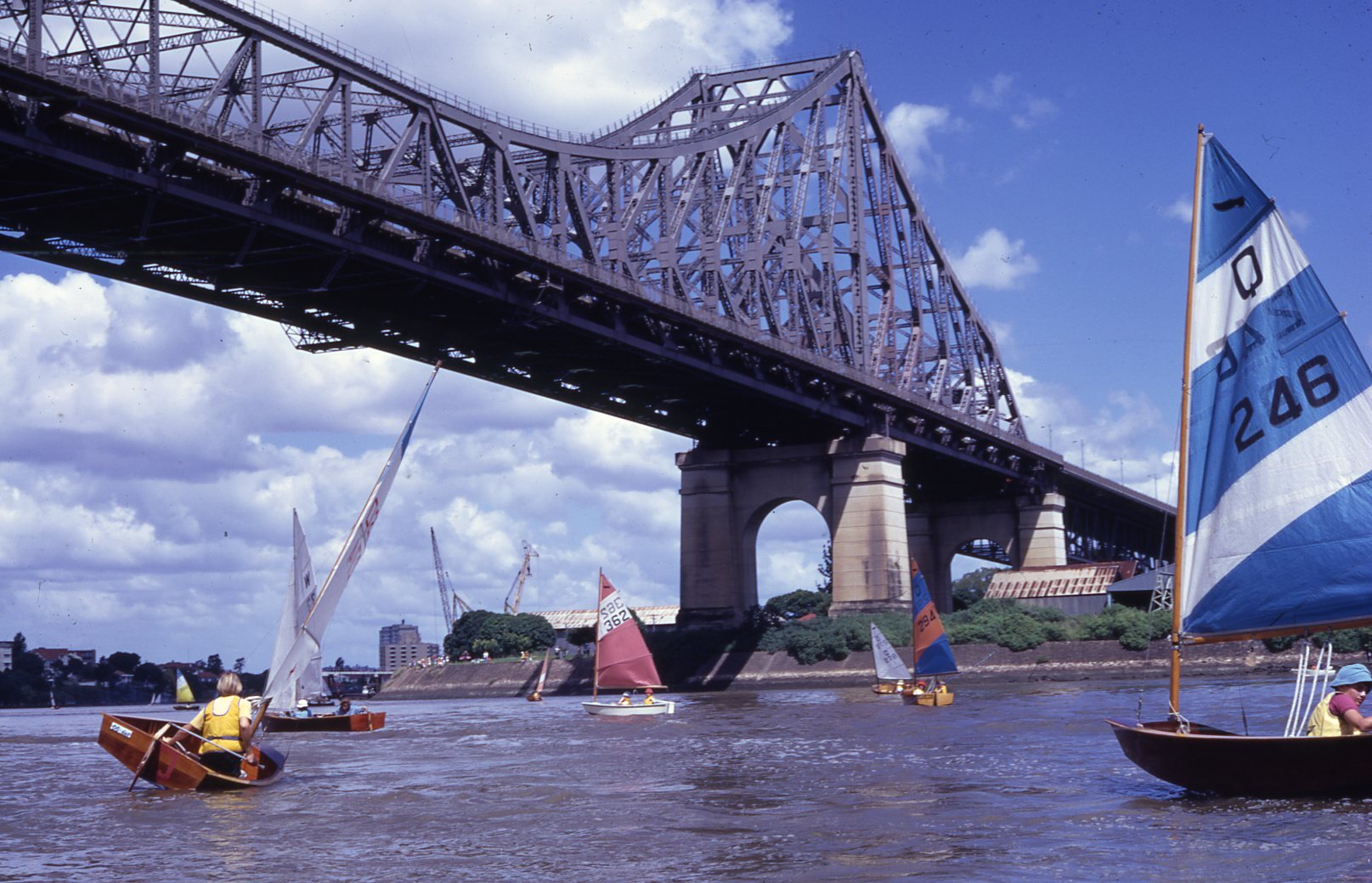Sailing Boats on Brisbane River under the Story Bridge - 1972
