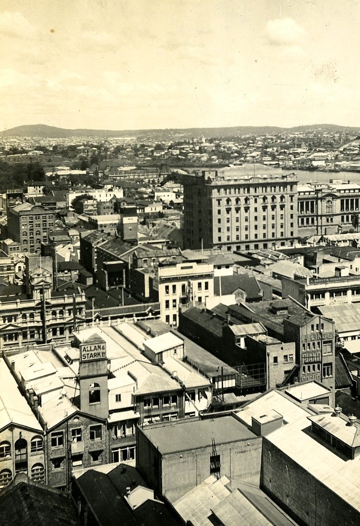Brisbane City Skyline viewed from City Hall Clock Tower - 1945