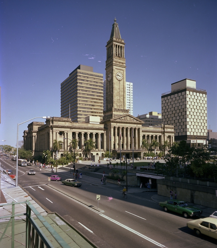 City Hall and King George Square from Adelaide Street - 1978