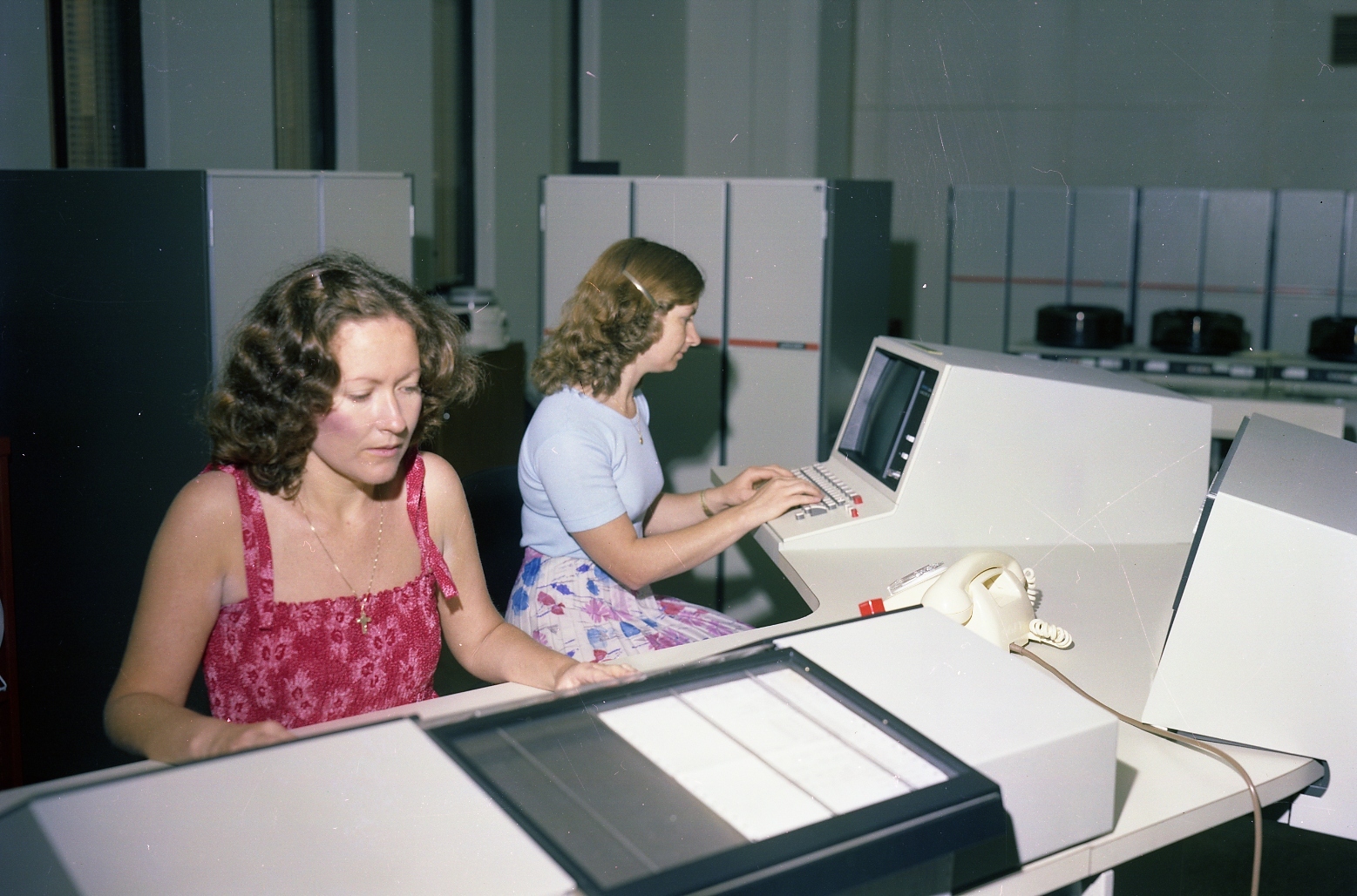 Brisbane City Council Staff Working in the Computer Room - Brisbane Administration Centre - 1978