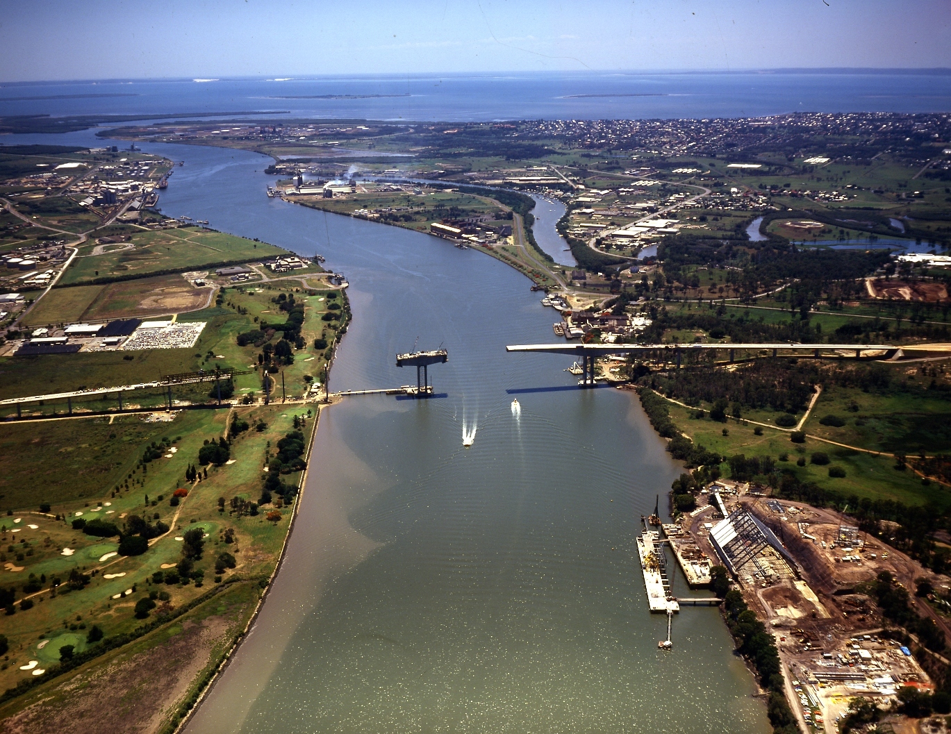 Aerial View of Gateway Bridge Construction - 1984