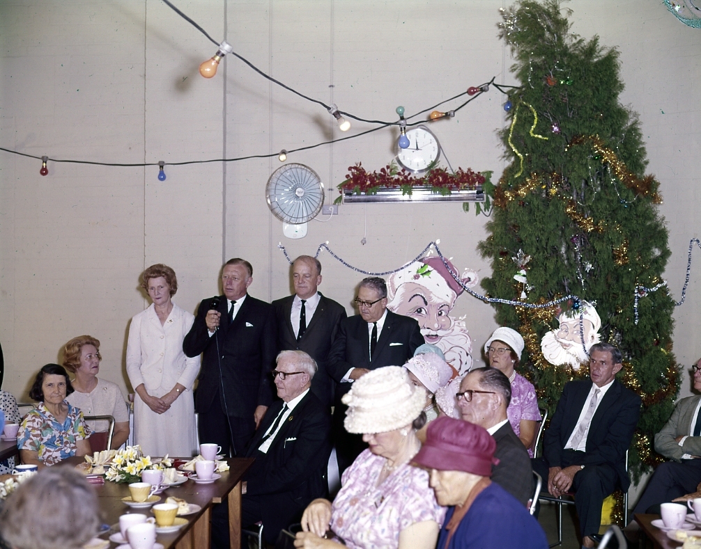 Lord Mayor Clem Jones Attending Pensioners Christmas Party - City Hall.