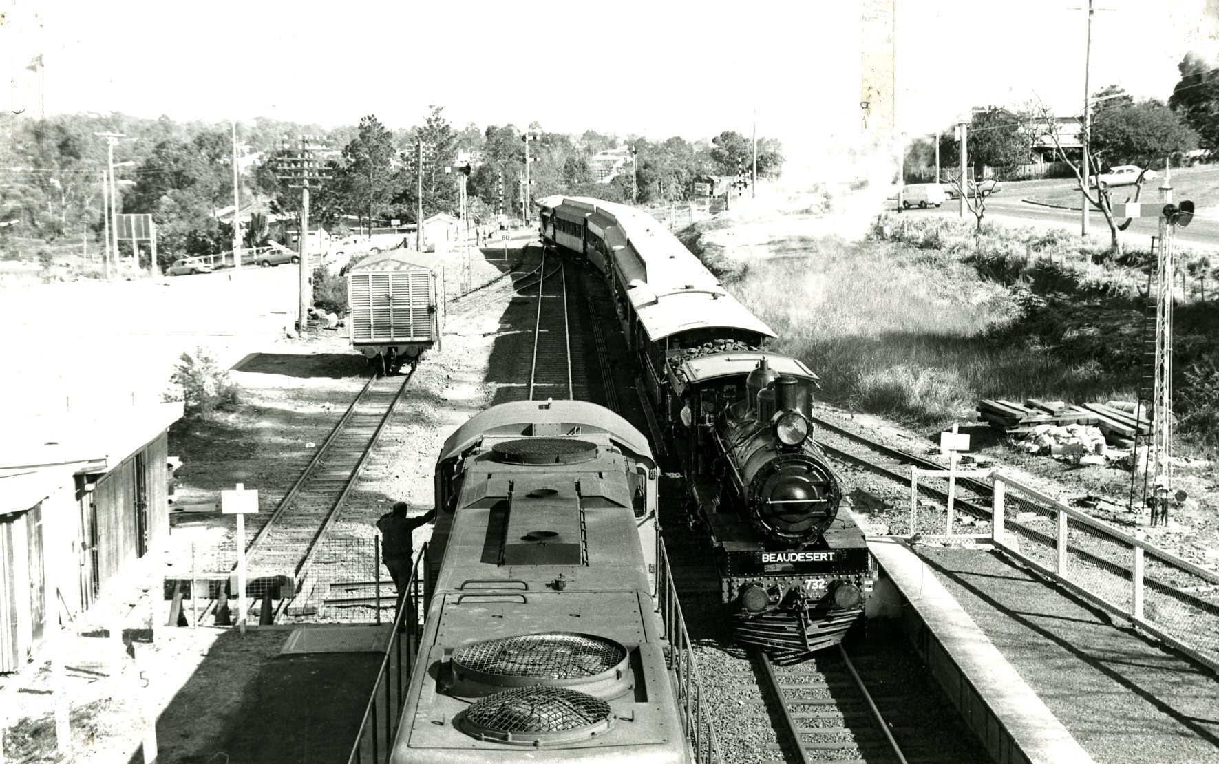 Trains at Sunnybank Station - 1980