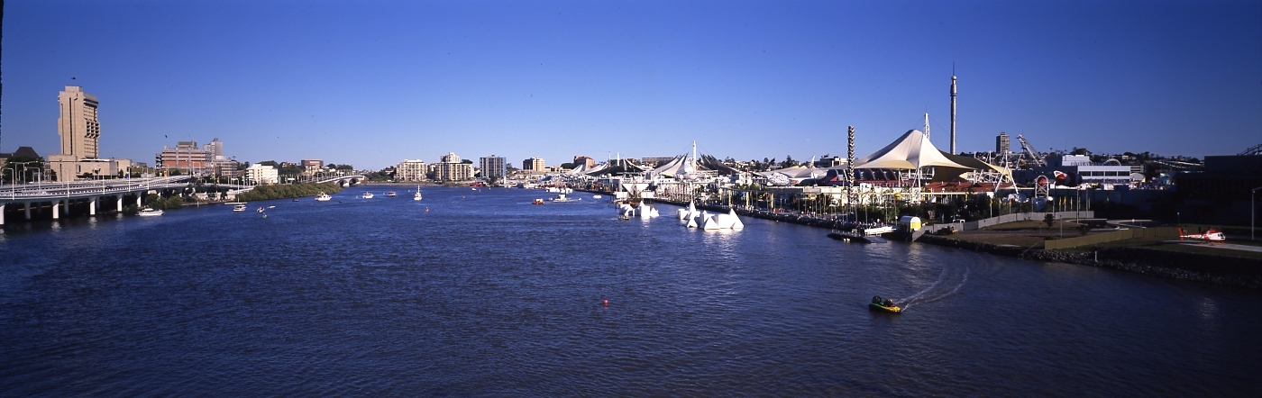 Expo 88 and Brisbane River from Victoria Bridge
