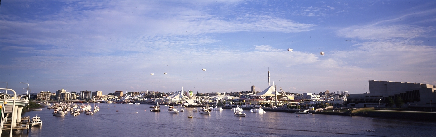 View of Expo 88 from Victoria Bridge - 1988