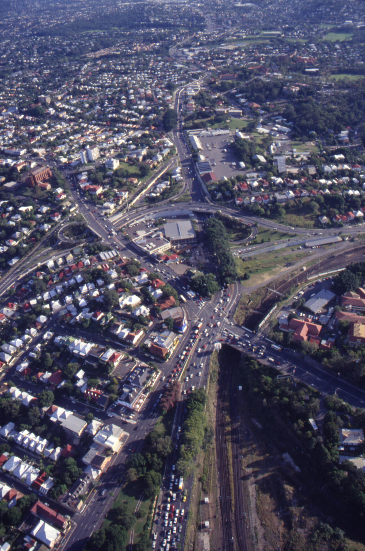 Aerial View of Normanby Fiveways - Petrie Terrace - 1997