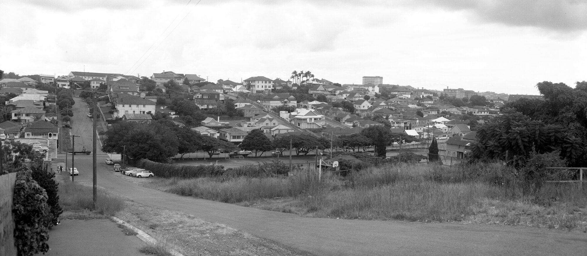 Panoramic View of Spring Hill from Quarry Street across Bedford Playground Park to Gregory Terrace - Spring Hill - 1960