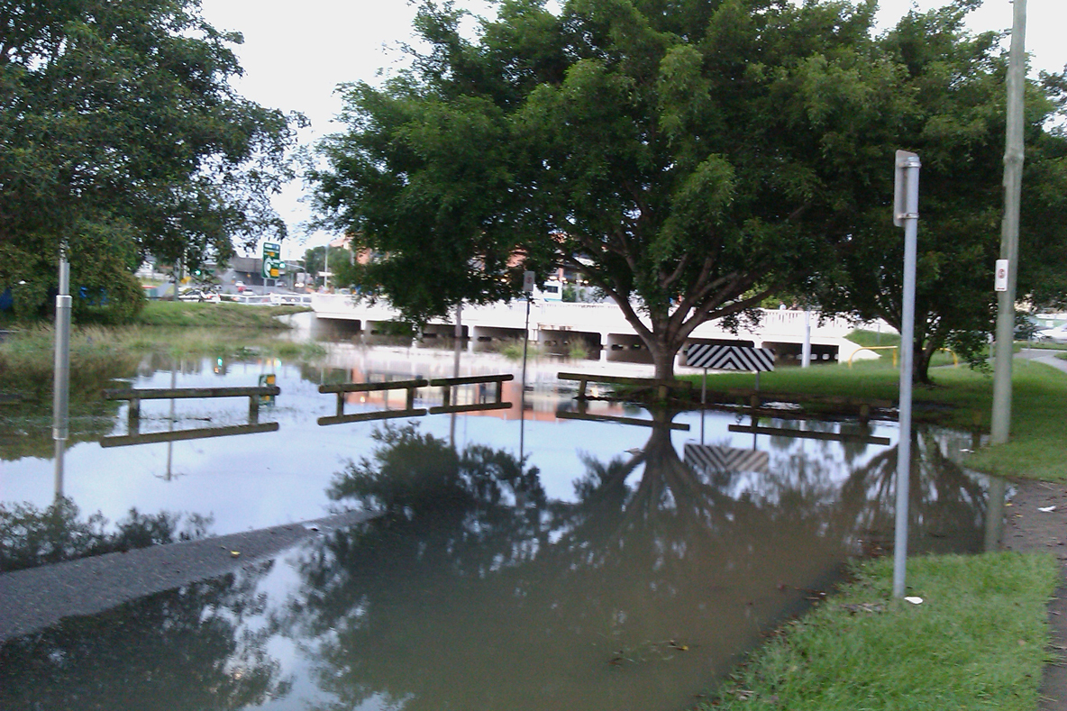 Norman Creek at Logan Road Bridge during the Flood of 2011