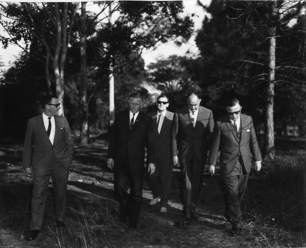 Lord Mayor Clem Jones Inspecting Site of Garden City Shopping Centre - 1966