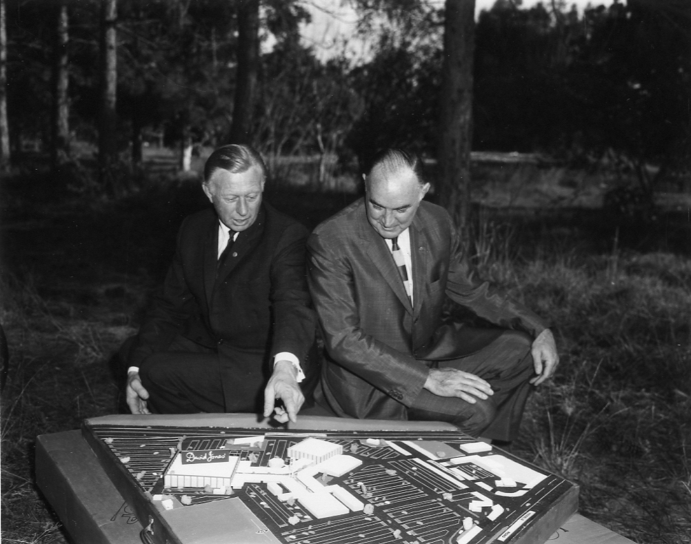 Lord Mayor Clem Jones Inspecting Site of Garden City Shopping Centre - 1966