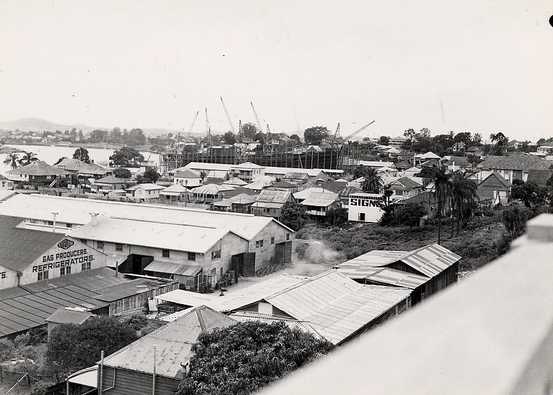 View of Kangaroo Point showing Ship Building Yard from Story Bridge