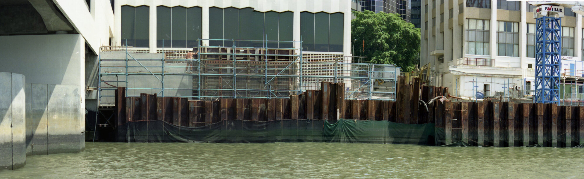 Panoramic View of Buildings along Brisbane Riverbank for bikeway- City to New Farm.