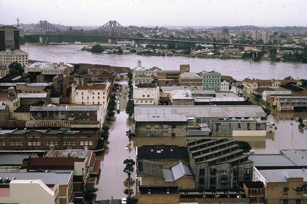 Aerial View of City - 1974 Flood