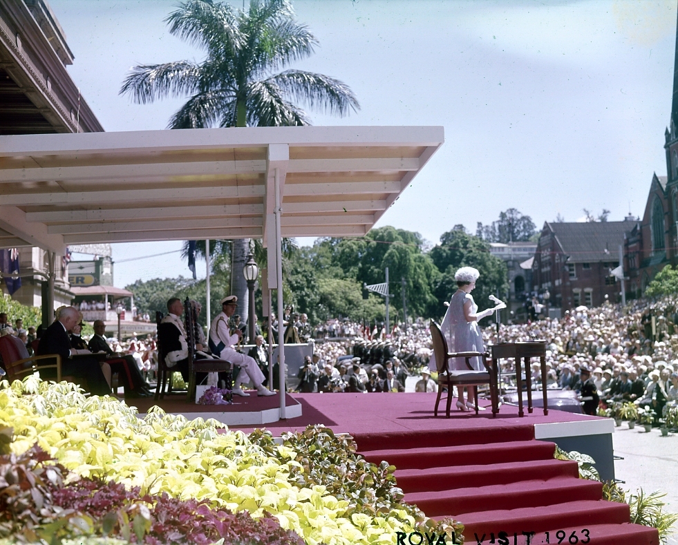 Queen Elizabeth II at the Dais in Front of City Hall - 1963