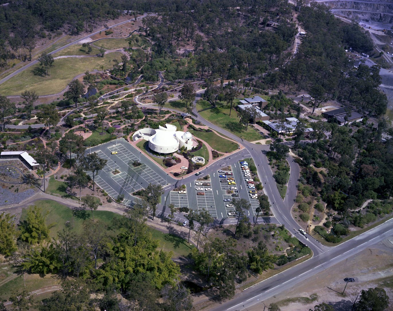 Aerial View of The Sir Thomas Brisbane Planetarium - Brisbane Botanic Gardens - Mt Coot-tha - 1979